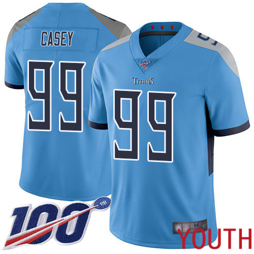 Tennessee Titans Limited Light Blue Youth Jurrell Casey Alternate Jersey NFL Football #99 100th Season Vapor Untouchable->youth nfl jersey->Youth Jersey